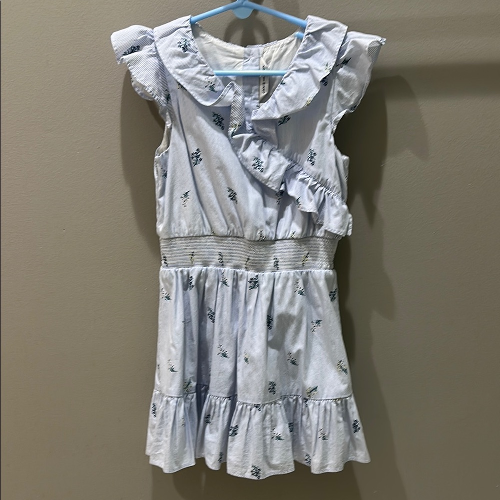 Janie And Jack Floral Ruffle Sleeve Kids Dress - Blue